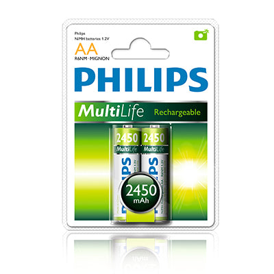 Philips Multilife NiMH Rechargeable AA batteries 1.2V 2 Pack in Electrical & Lighting,Electrical Accessories,Batteries