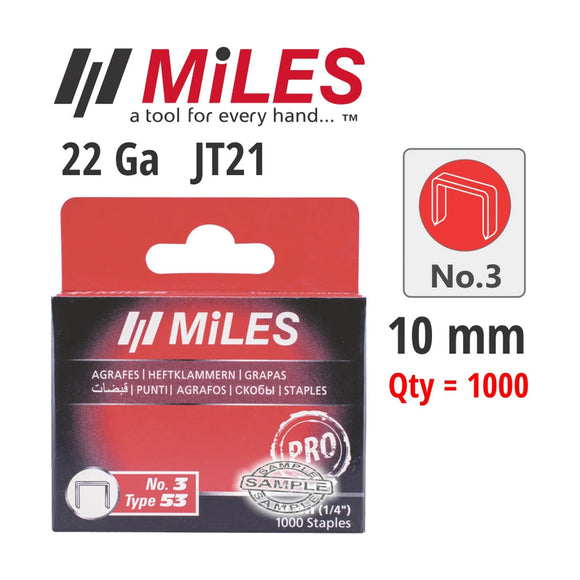 Miles Galvanised Staples 22g JT21 10mm 1000 Piece No. 3 - image 01
