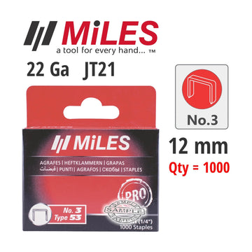 Miles Galvanised Staples 22g JT21 12mm 1000 Piece No. 3 - image 01