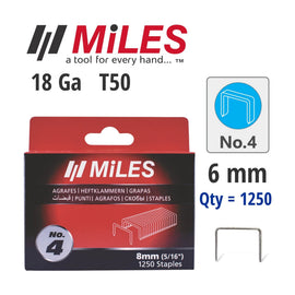 Miles Galvanised Staples 18g T50 6mm 1250 Piece No. 4 - image 01