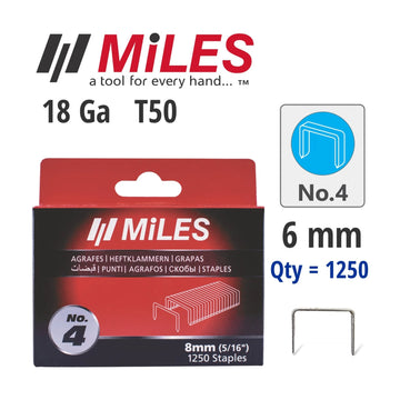Miles Galvanised Staples 18g T50 6mm 1250 Piece No. 4 - image 01