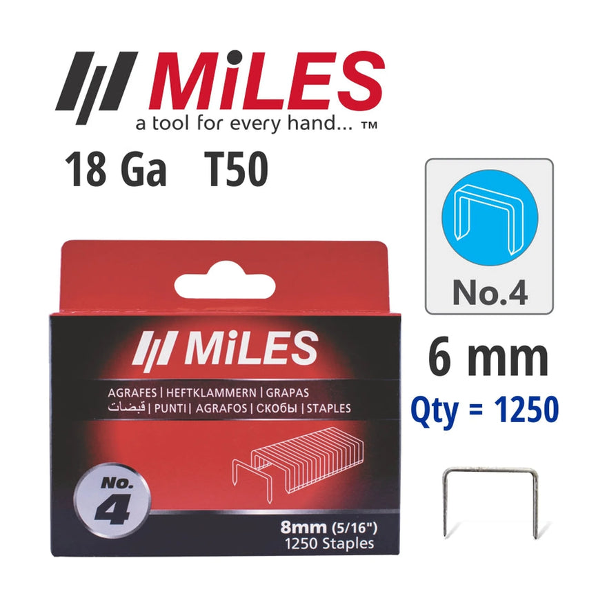 Miles Galvanised Staples 18g T50 6mm 1250 Piece No. 4 - image 01