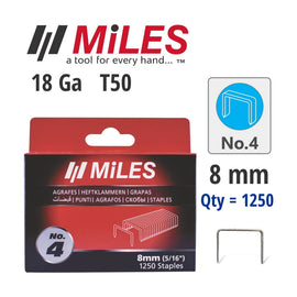 Miles Galvanised Staples 18g T50 8mm 1250 Piece No. 4 - image 01