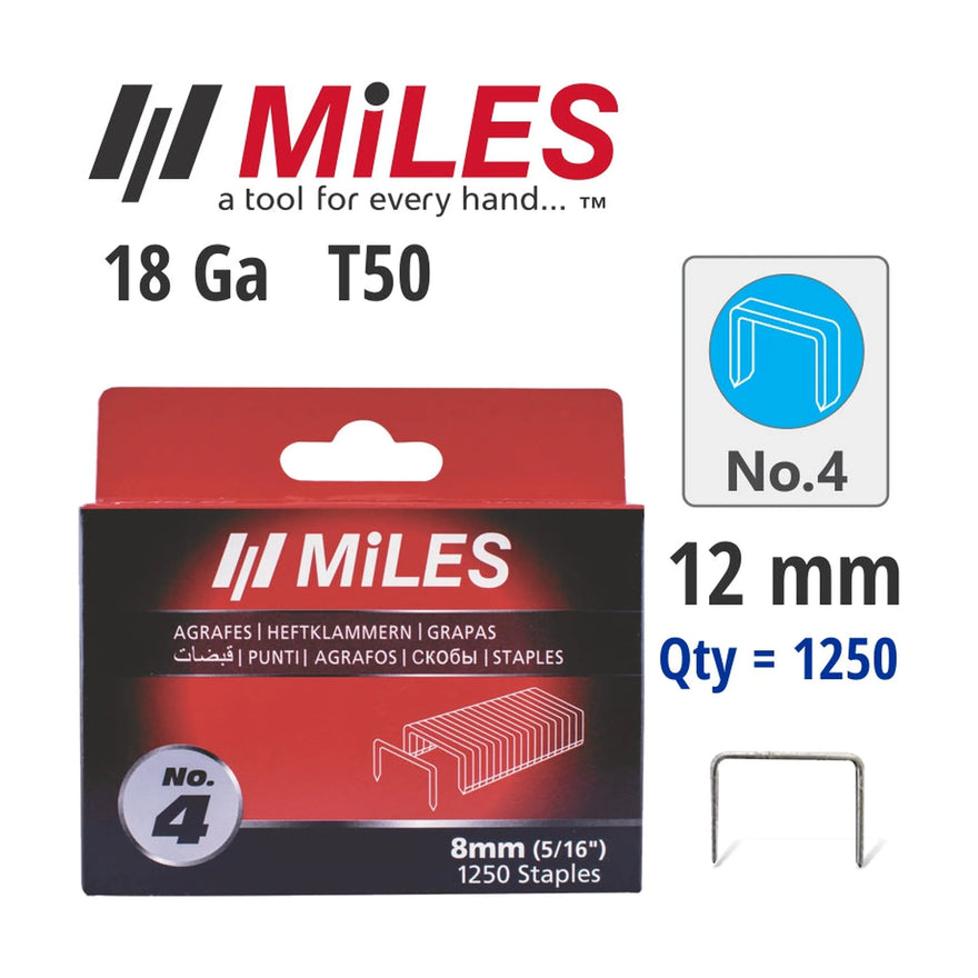 Miles Galvanised Staples 18g T50 12mm 1250 Piece No. 4 - image 01