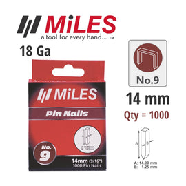 Miles Galvanised Headless Pin 18g 14mm 1000 Piece No. 9 - image 01