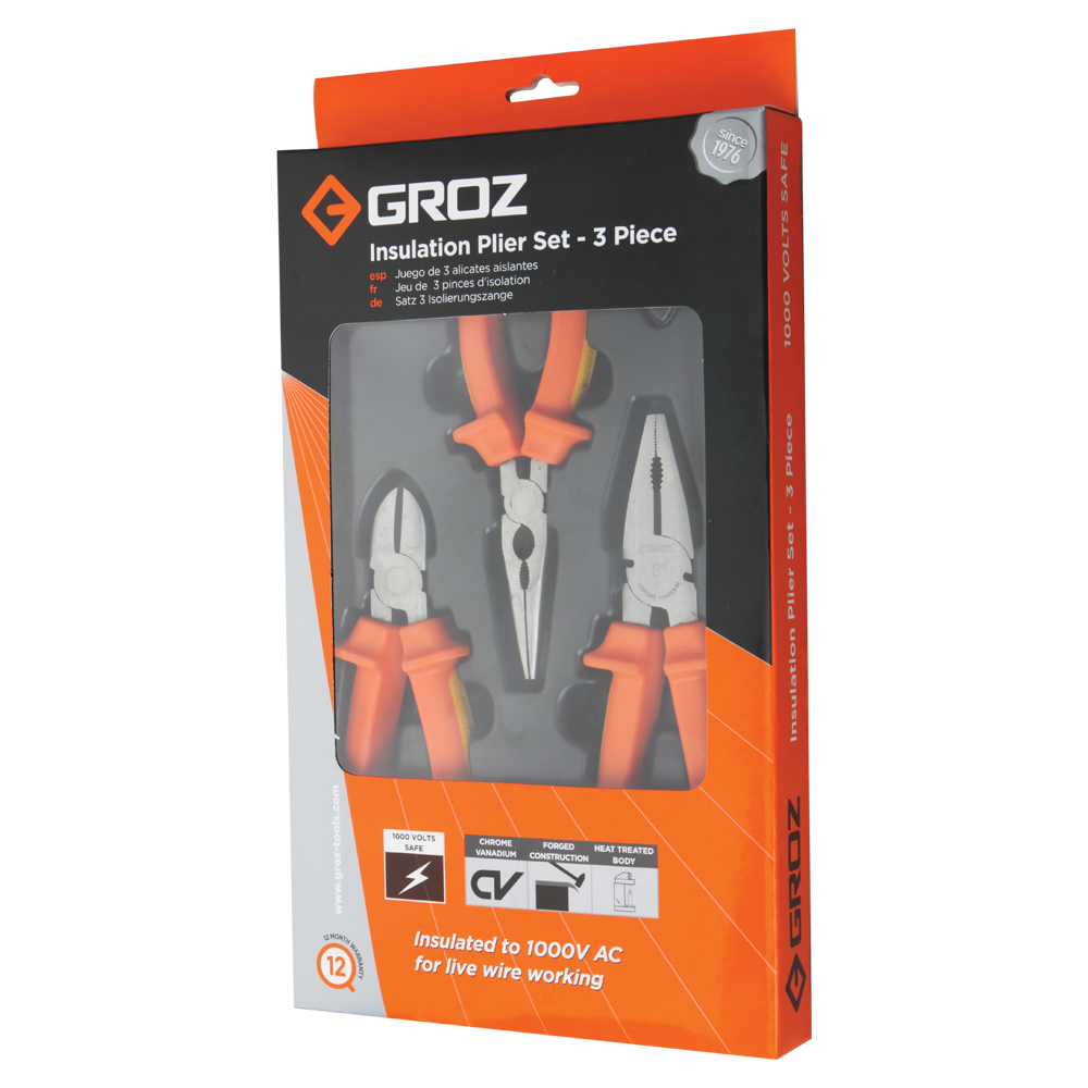 Groz Plier Set 3 Pce VDE 1000V GRO0001 in Tools