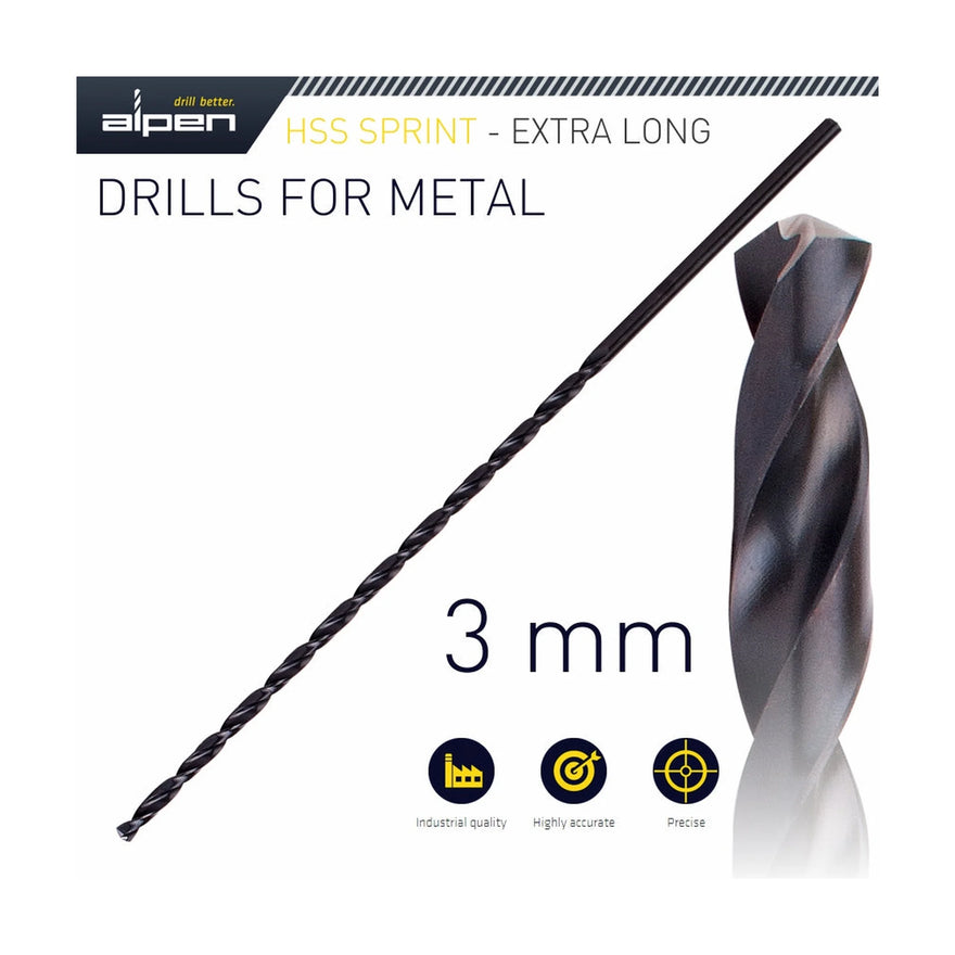 Alpen HSS Drill Bit 3mm 150X100 Extra Long - image 01