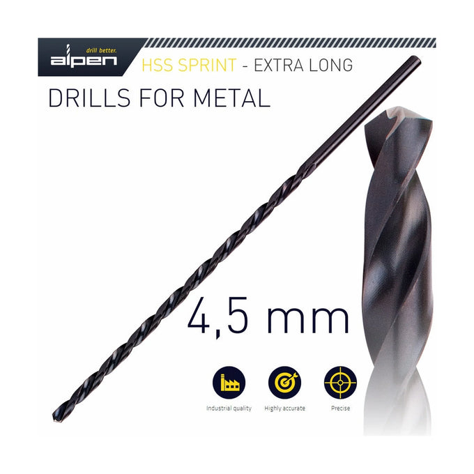 Alpen HSS Drill Bit 4.5mm 185 X 125 Extra Long - image 01