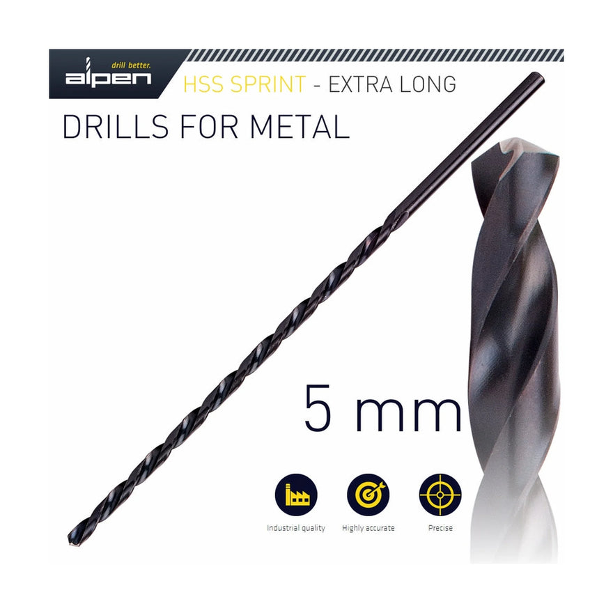 Alpen HSS Drill Bit 5mm 195 X 135 Extra Long - image 01