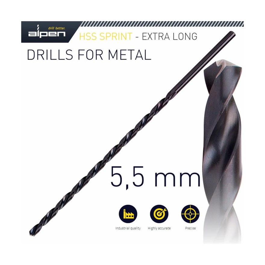 Alpen HSS Drill Bit 5.5mm 205 X 140 Extra Long - image 01