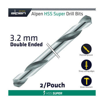 Alpen HSS Super Drill Bit Double Ended 3.2mm 2/Pouch - image 01