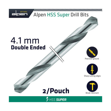 Alpen HSS Super Drill Bit Double Ended 4.1mm 2/Pouch - image 01