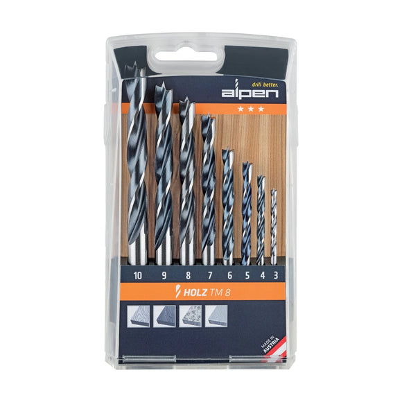 Alpen Wood Drill Bit Set 8 Piece 3-10mm X 1mm - image 01