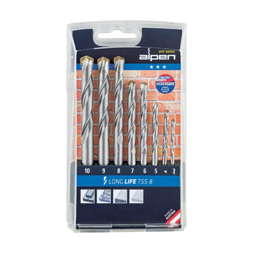 Alpen Masonry Drill Bit Set 8 Piece Long Life 3-10mm - image 01