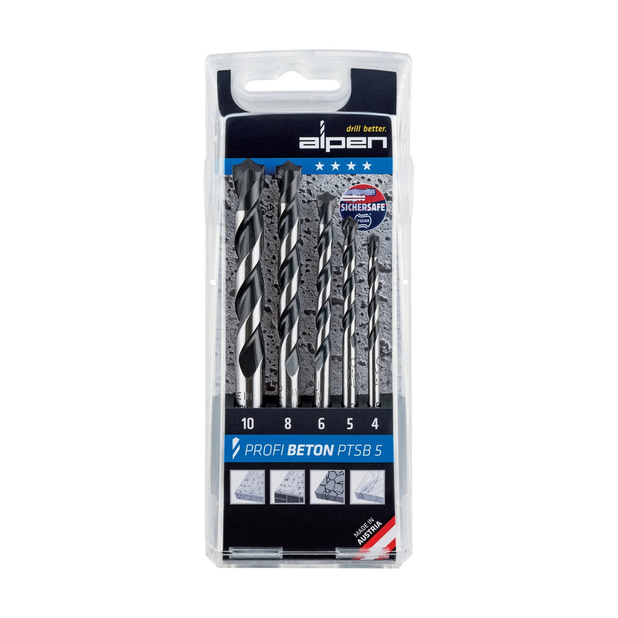 Alpen Concrete Profi Beton Drill Bit 5 Piece Set 4 5 6 8 10 mm - image 01