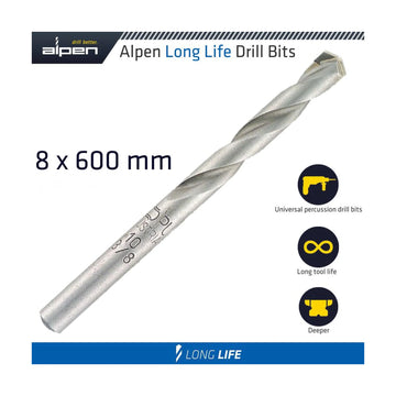 Alpen Masonry Drill Bit Long Life 8 X 600mm Pouch - image 01