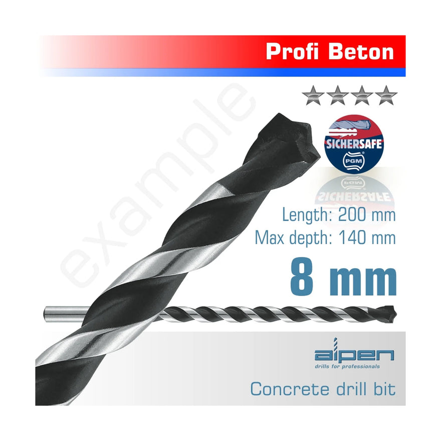 Alpen Concrete 8.0 X 200mm Profi Beton Drill Bit Masonry - image 01