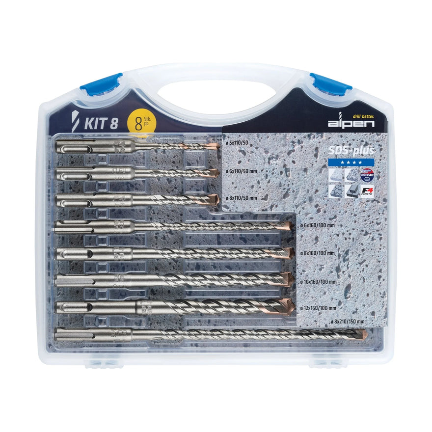 Alpen SDS Plus Drill Bit Set 8 Piece In Plastic Carry Case - image 01