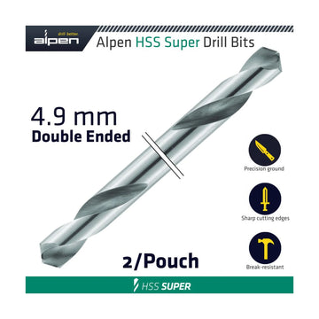 Alpen HSS Super Drill Bit Double Ended 4.9mm 2/Pouch - image 01