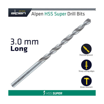 Alpen HSS Super Drill Bit Long 3 X 100mm  Pouch - image 01