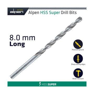 Alpen HSS Super Drill Bit Long 8 X 165mm Pouch - image 01