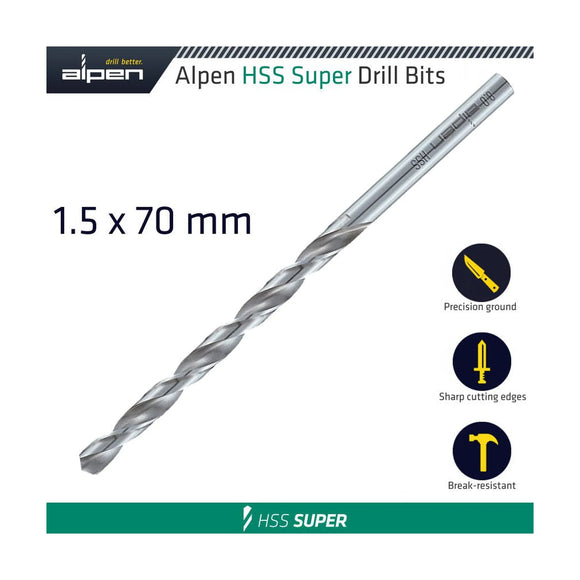 Alpen HSS Drill Bit Long 1.5 X 70mm Bulk - image 01