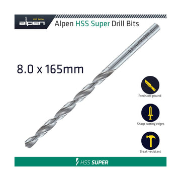 Alpen HSS Drill Bit Long 8 X 165mm Bulk - image 01