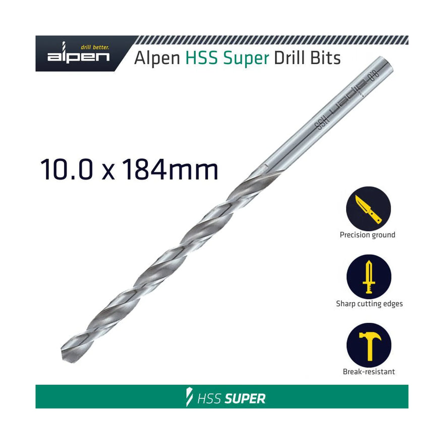Alpen HSS Drill Bit Long 10 X 184mm Bulk - image 01