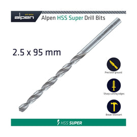Alpen HSS Drill Bit Long 2.5 X 95mm Bulk - image 01