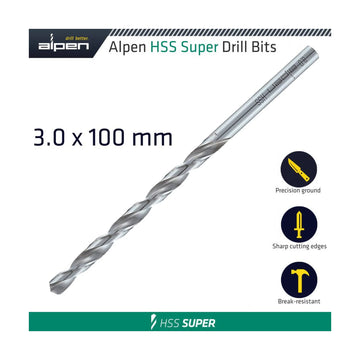Alpen HSS Drill Bit Long 3 X 100mm Bulk - image 01