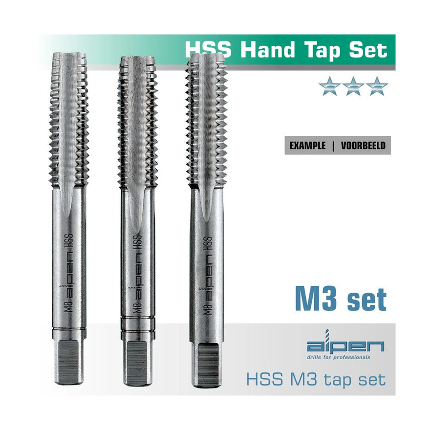 Alpen Hand Tap Set In Pouch M3 HSS 0.5mm Pitch - image 01
