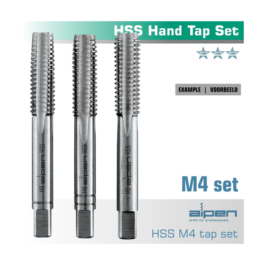 Alpen Hand Tap Set In Pouch M4 HSS 0.7mm Pitch - image 01