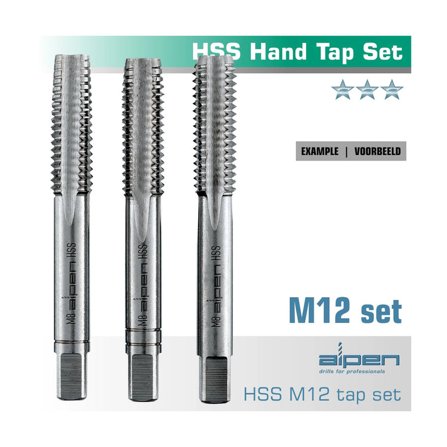 Alpen Hand Tap Set In Pouch M12 HSS 1.75mm Pitch - image 01