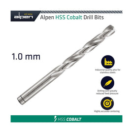 Alpen HSS Cobalt Din 338 1.0mm Bulk - image 01