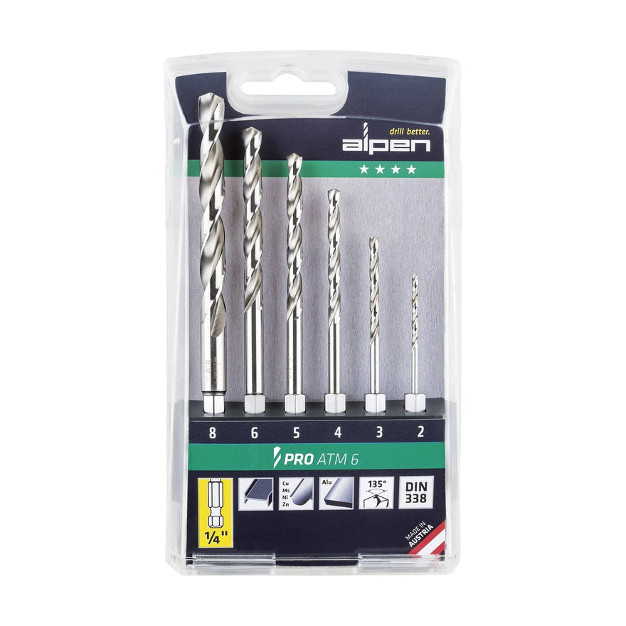 Alpen Hex Shank HSS Pro Set 6 Piece 2 3 4 5 6 8mm - image 01