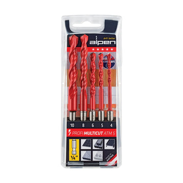 Alpen Multicut Drill Bit Set 5 Piece Hex Shank 4 5 6 8 10mm - image 01