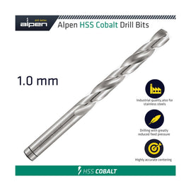 Alpen HSS Cobalt Drill Bit 1.0mm - image 01