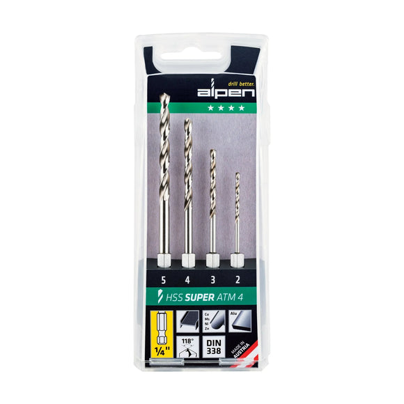 Alpen Hex Shank Set HSS For 4 Piece 2.3.4.5mm - image 01
