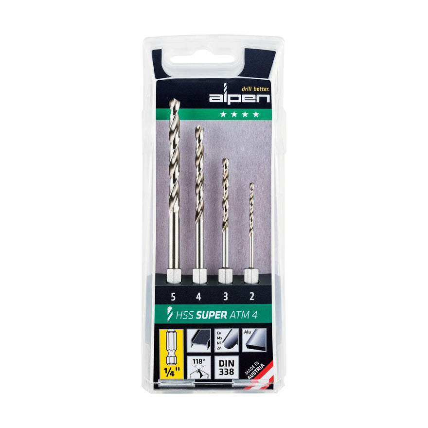 Alpen Hex Shank Set HSS For 4 Piece 2.3.4.5mm - image 01