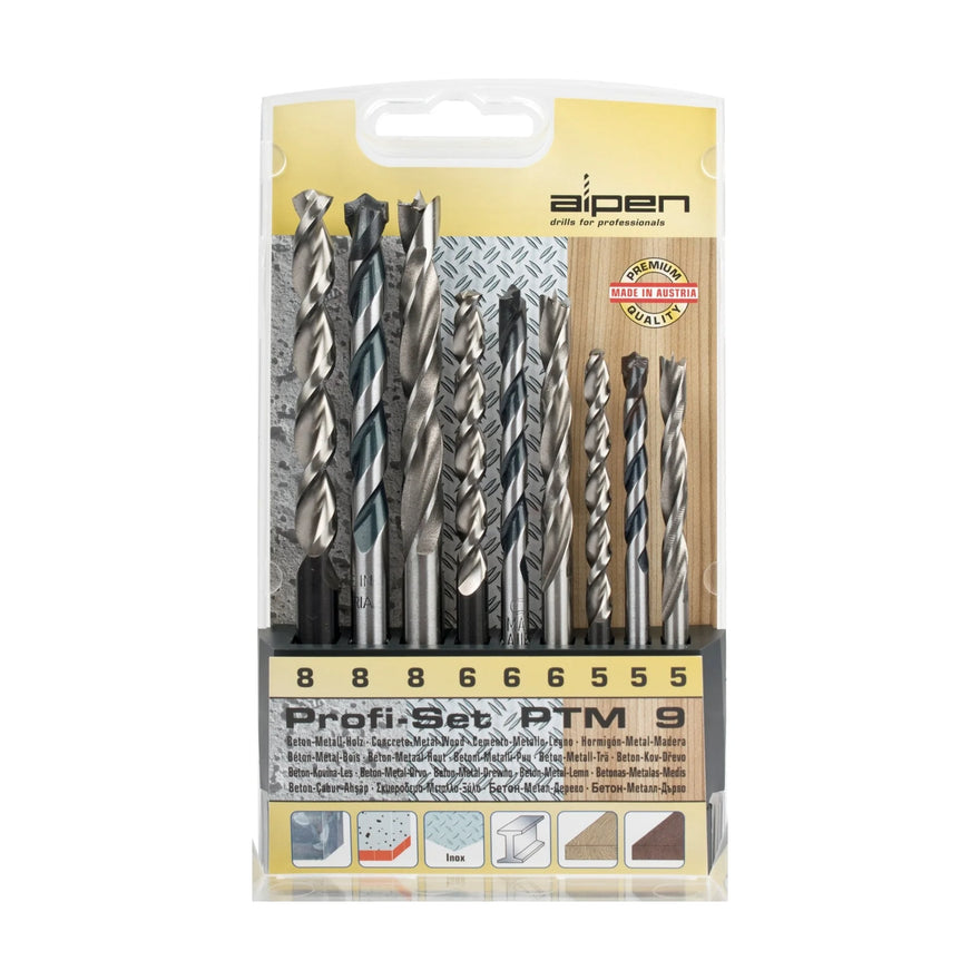 Alpen 9 Pce Set Wood.HSS Super And Masonry 5mm-6mm And 8mm - image 01