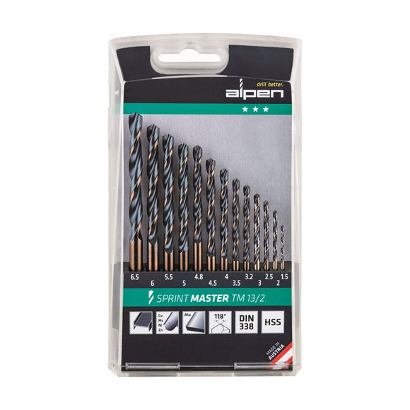 Alpen HSS Sprint Master Drill Bit Set 13 Piece  1.5-6.5 3.2+4.8 Tm13-2 - image 01