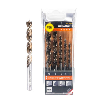 Alpen Timber Twist Wood Drill Bit Set Ptm5-5  4, 5, 6, 8, 10.0mm - image 01