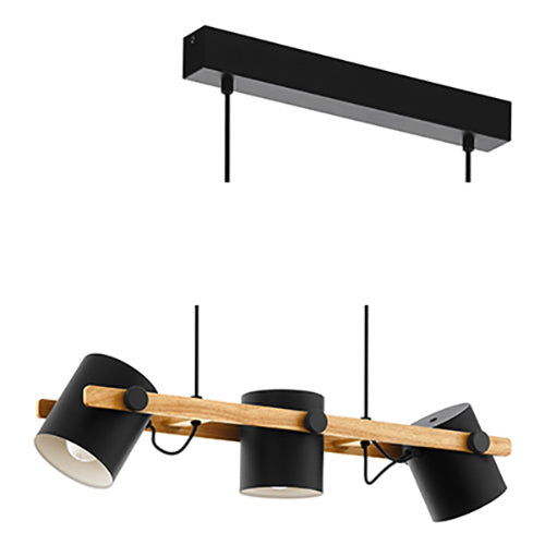 Eurolux Pendant Hornwood 3LT 780mm Black/Wood in Electrical & Lighting,Lighting,Interior Lighting