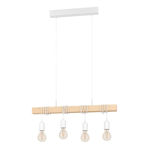 Eurolux Pendant Townshend 4x60w E27 White/Wood in Electrical & Lighting,Lighting,Interior Lighting