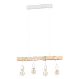 Eurolux Pendant Townshend 4x60w E27 White/Wood in Electrical & Lighting,Lighting,Interior Lighting