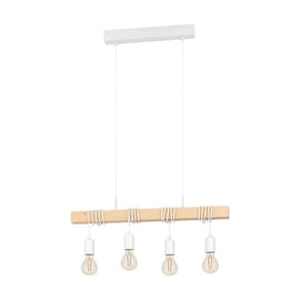 Eurolux Pendant Townshend 4x60w E27 White/Wood - image 01