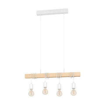 Eurolux Pendant Townshend 4x60w E27 White/Wood - image 01