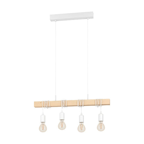 Eurolux Pendant Townshend 4x60w E27 White/Wood - image 01