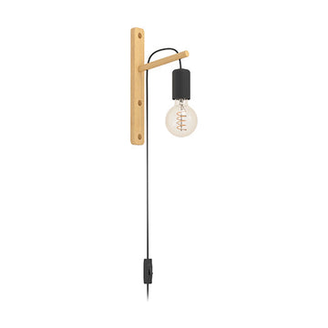 Eurolux Wall Light Pockley Wood/Black E27 LED - image 01