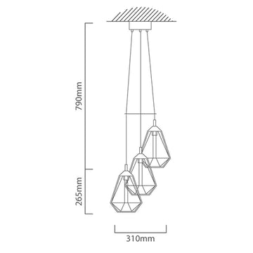 Eurolux Pendant Tarbes 3LT 310mm Black - image 01